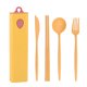 thumbnail image 2 of Juego de cubiertos portátiles de paja de trigo | Cuchillo, tenedor, cuchara, palillos en caja extraíble | Plástico ligero apto para uso alimentario | Juego de 5 piezas para estudiantes, viajes y uso, 2 of 6