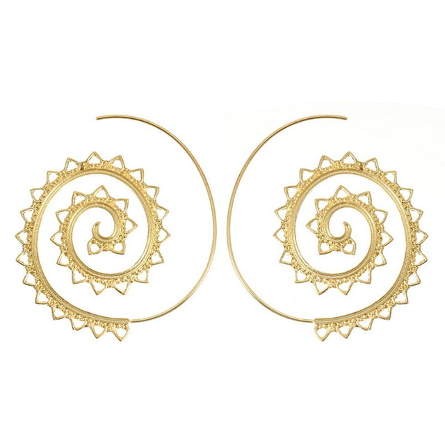 Sonducket Earrings Round Stylish Spiral Ear Earring Exaggerated Dangle Gold Dangling Jewelry for Women Party Wedding Decoration Type3 NO3 Sonducket AP010225-00