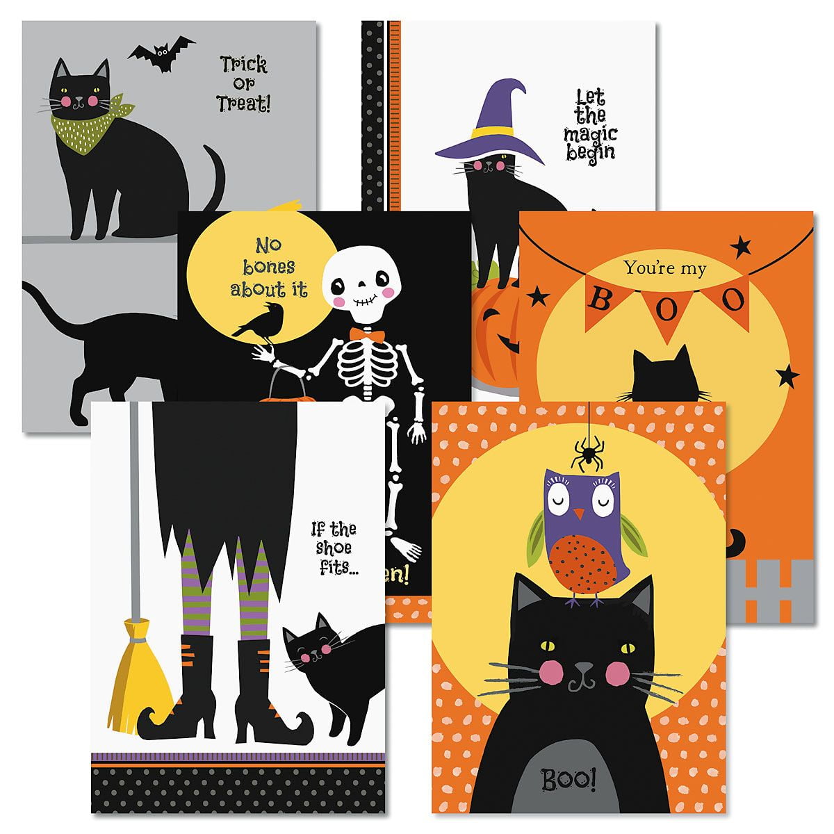 Spooktacular Halloween Cards Value Pack - Set of 12, Includes Sentiments, Orange Envelopes 