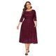 thumbnail image 1 of Vestido de una pieza simulado con corpiño de encaje elástico de talla grande para mujer,, 1 of 5