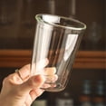 thumbnail image 3 of Double Wall Stemless Drinking Glass for Hot and Cold Drinks, Clear Borosilicate Glass Coffee Cups, 3 of 7