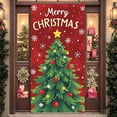 thumbnail image 3 of Colorful Design Christmas Banner Festive Xmas Display Christmas Tree Pattern Star Decor Holiday Background for Christmas Party Holiday Celebration Indoor Decoration, 3 of 9