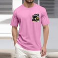 thumbnail image 4 of NAMTYQX Tshirts Shirts for Men Crewneck Airoft Lightweight Casual Short Sleeve Slacking Baggy Graphic Plus Size Soft Mens T-Shirts Pink Size 3XL, 4 of 5