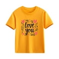 thumbnail image 4 of Spazoro Toddler Girls T-shirts, Casual Love Mom Crewneck Summer Short Sleeve Tops Yellow Size 2-13T, 4 of 7