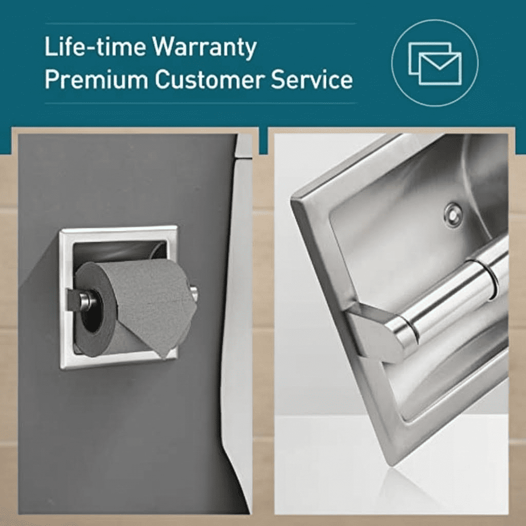 Recessed Toilet Paper Holder, In-Wall Stainless Steel Bathroom Tissue Roll Dispenser with Mounting Bracket, Brushed Nickel Finish, Commercial Grade Wall Mount Design