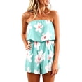 thumbnail image 3 of jiaxiM Jumpsuits for Women Bandeau Rompers Casual Strapless Floral Printed Romper off the Shoulder Summer Overalls Sleeveless One Piece Outfits with Pockets, 3 of 5