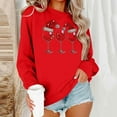 thumbnail image 2 of FAWUUDO Womens Fall Sweater Cute Bow Print Long Sleeve Pullover Casual Oversized Red, 2 of 6