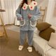 thumbnail image 2 of Gibobby pijamas a juego Conjunto de pijamas de dos piezas para mujer, ropa de casa peluda suelta con bolsillo y traje de pijama, suéter cálido y , traje de pantalón (Aqua, Talla única), 2 of 5
