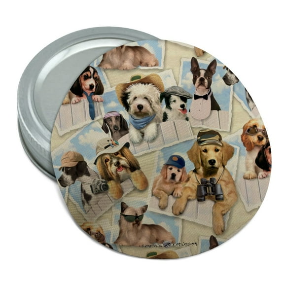 Cool Dogs on Framed on Fence Pattern Round Rubber Non-Slip Jar Gripper Lid Opener