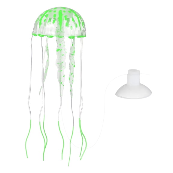 Uxcell Jellyfish Aquarium Decoration, Fish Tank Decorations Jelly Fish Aquarium Glowing Fake Jellyfish Silicone Ornaments, (Green, S, 1 Pcs), Intended for Tank Decor