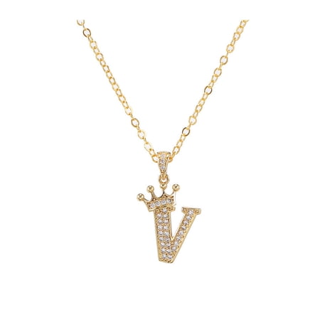 DESIGNICE 2026 New Initial Necklaces for Women,Stylish Gold Initial Necklace for Women,Luxe Dainty Necklace with Crown Pendant,Personalized Initial Necklace for Fashion Forward Style,V