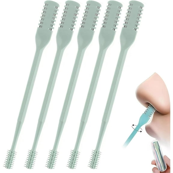2-in-1 Nasal Hair Cutter, 2026 Upgrade Double Sided Nose Knife, 360° Rotating Manual Nose Hair Trimmer for Men and Women, Nostril Hair Remover Tool (Green, 10pcs)
