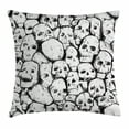 thumbnail image 1 of Skull Decorations Throw Pillow Cushion Cover, Conjoined Head Motifs Spooky War Death Fossils Motley Dark Sketchy Home, Decorative Square Accent Pillow Case, 18 X 18 Inches, White Black, by Ambesonne, 1 of 2
