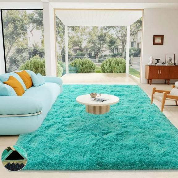 Conbriboy Ultra Soft Area Rugs Fluffy Soft Shag Carpet 4x6ft Blue For Living Room Bedroom Dining Room Office Home Decor Study Area Rug