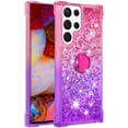 thumbnail image 3 of Glitter Case for Samsung Galaxy S23 Ultra (Not S23, Bling Sparkle Colorful Gradient Quicksand Waterfall Soft TPU Liquid Case Cover with Ring Stand for Samsung S23 Ultra LSJB-Pink Purple, 3 of 14