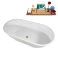 thumbnail image 5 of 67" Streamline B-484-217-BGL Soaking Matte White Freestanding Tub and Tray With Internal Drain in Brushed Gold, 5 of 10