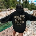 thumbnail image 2 of Jesus Loves You Hoodie Christian Faith Sweatshirts Gift for Women Men Oversized Long Sleeve Pullover Tops Y2K Streetwear, Black, 2 of 5