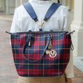 thumbnail image 2 of MKF Collection Layla Women's Tote bag, Plaid Convertible Backpack by Mia K - Navy, 2 of 8