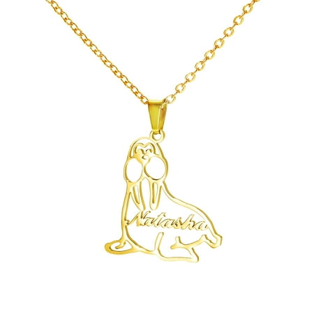 Name Customized Necklace Personalized Stainless Steel Name Necklace with Sea Lion Choker Jewelry for Wome