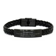 Stepparent Braided Leather Bracelet - You will always have a special place in my heart - Unique Gift for Stepparents, Birthday, Christmas, Graduation