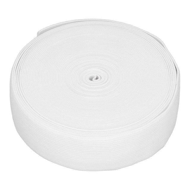 Banda elástica gruesa blanca de 10 yardas (3,5 cm), banda elástica plana reutilizable para la cintura, para hacer tú mismo ropa y pelucas.