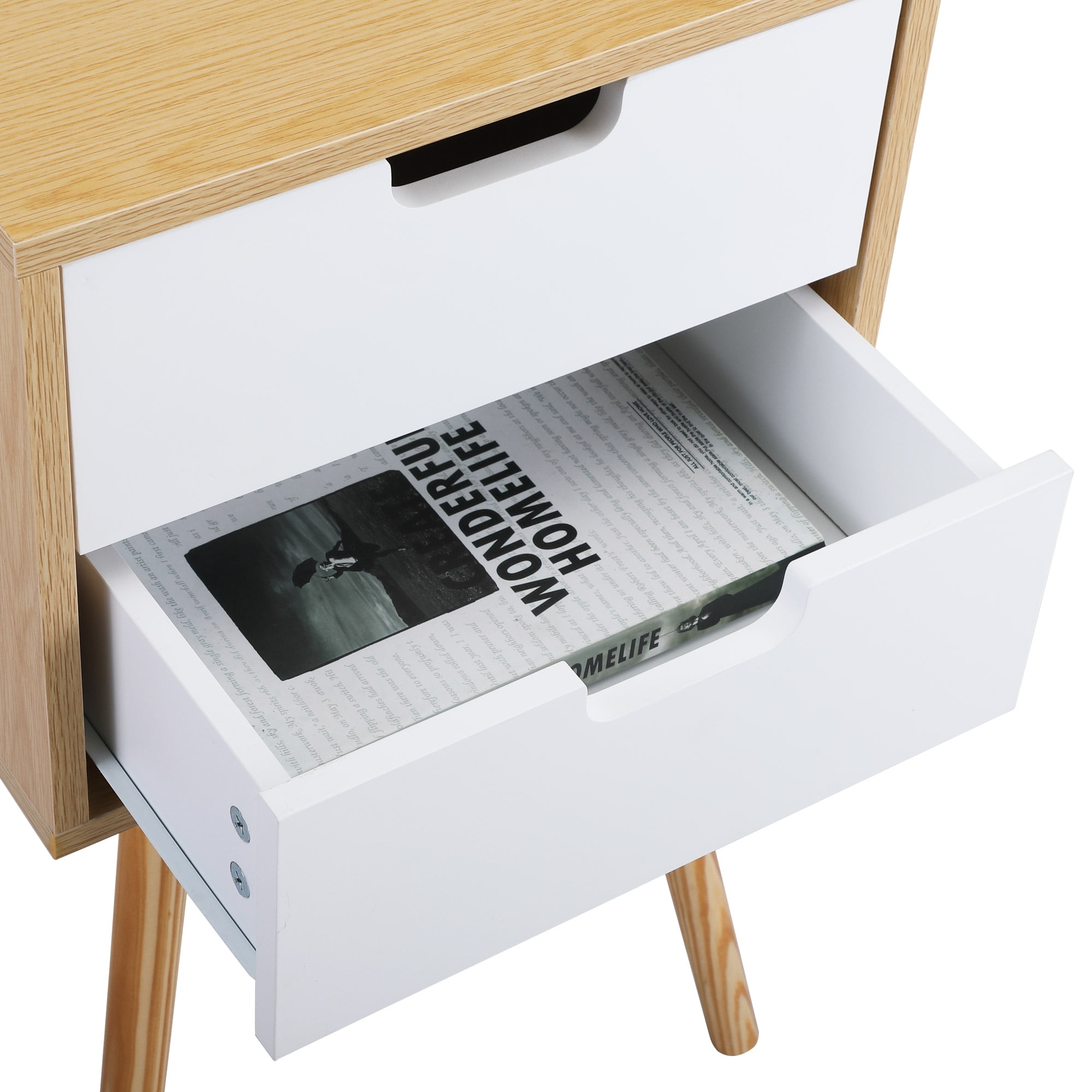 Private Jungle Modern Set of 2 Wooden End Table Nightstand Sofa Table w/2 Drawers Bedroom,White Private Jungle Modern Set of 2 Wooden End Table Nightstand Sofa Table w/2 Drawers Bedroom,White