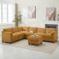 thumbnail image 2 of LOYALICE 115" Cloud Comfort Oversized Corduroy Modular Sectional Sofa, U Shaped 7-Seat with Corner Seat Deep Seat Comfy Convertible Sleeper, Chaise & Movable Ottoman for Living Room, Yellow, 2 of 11