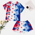 thumbnail image 4 of 4th of July Women's Ruffle Short Sleeve Tops And Shorts Cute Peeps Bunny Pajamas Sets, 4 of 7