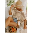 thumbnail image 3 of UVN Crochet Beach Coverups Women Swimsuits Summer Short Sleeve Blouses Knit Hollow Out Tops, 3 of 5