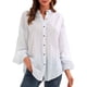 thumbnail image 1 of Sonducket Blusa de manga larga con cuello en V para mujer, camisa informal para chica, Top holgado de verano de Color sólido para mujer Prendas para la parte del cuerpo Blanco M, 1 of 6