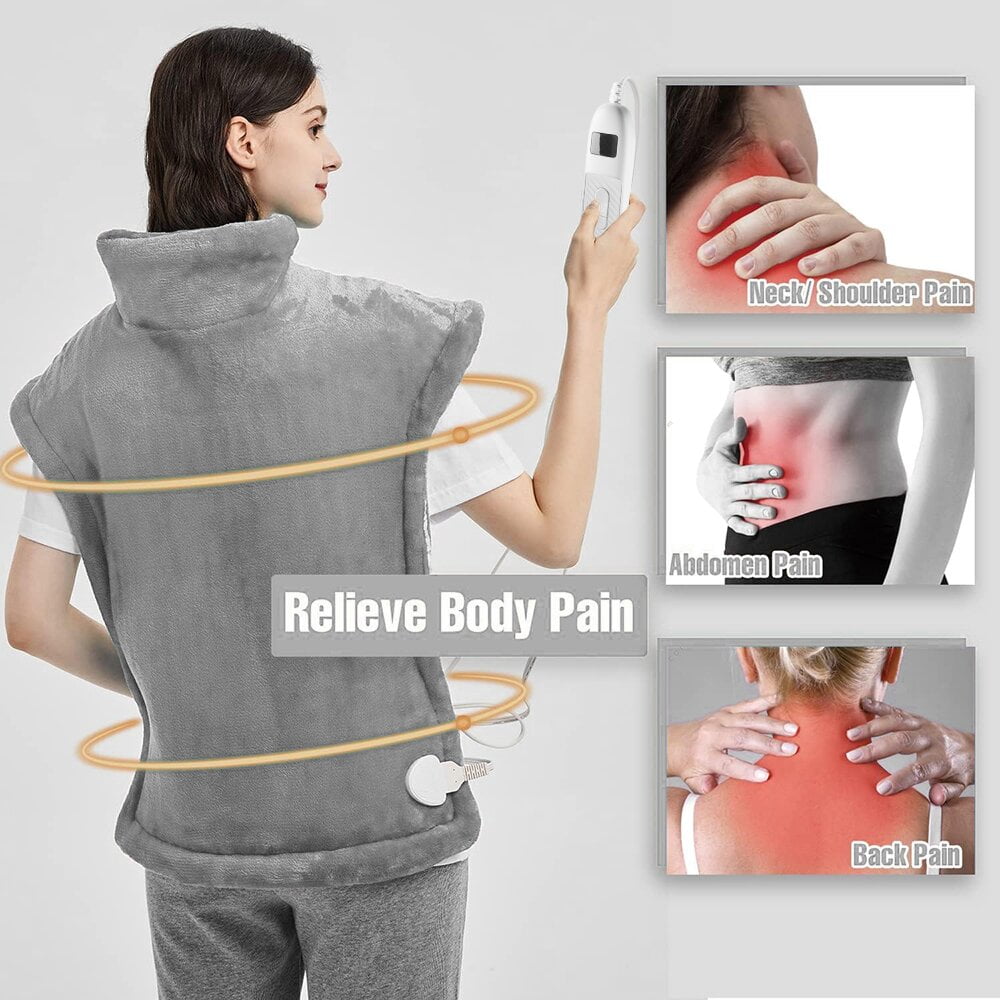 kibhous Heating Pad for Back, Neck and Shoulders, 24 x 33 inches with 10 Heating Levels ,Grey
