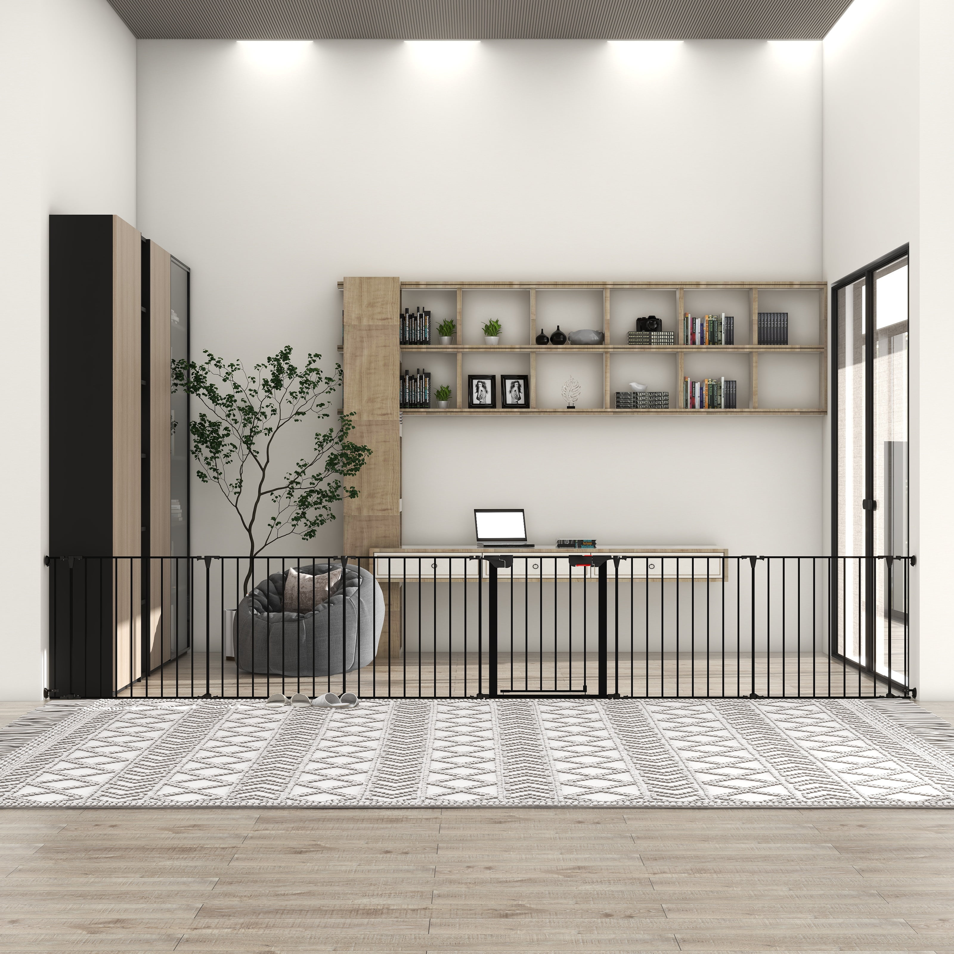 150" 6-Panel Adjustable Metal Fence | Versatile freestanding play yard and wide room divider for doorways and fireplaces