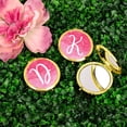 thumbnail image 2 of Koyal Wholesale Gold Compact Mirror Bridesmaid's Wedding Gift, Blush Pink Watercolor, Monogram Letter D, 1-Pack, 2 of 5