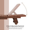 thumbnail image 4 of Chaise Longue d'Extérieur en Bois, Chaise Longue d'Extérieur Réglable pour Patio et Jardin, Chaise de Bronzage avec Plateau Coulissant et 2 Roues, Brun, 4 of 7