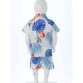 thumbnail image 3 of Nyeemya Kids Holiday Summer Outfits 2-Piece Floral Print Short Sleeve Hawaiian Shirts with Shorts Set White 80/S, 3 of 5