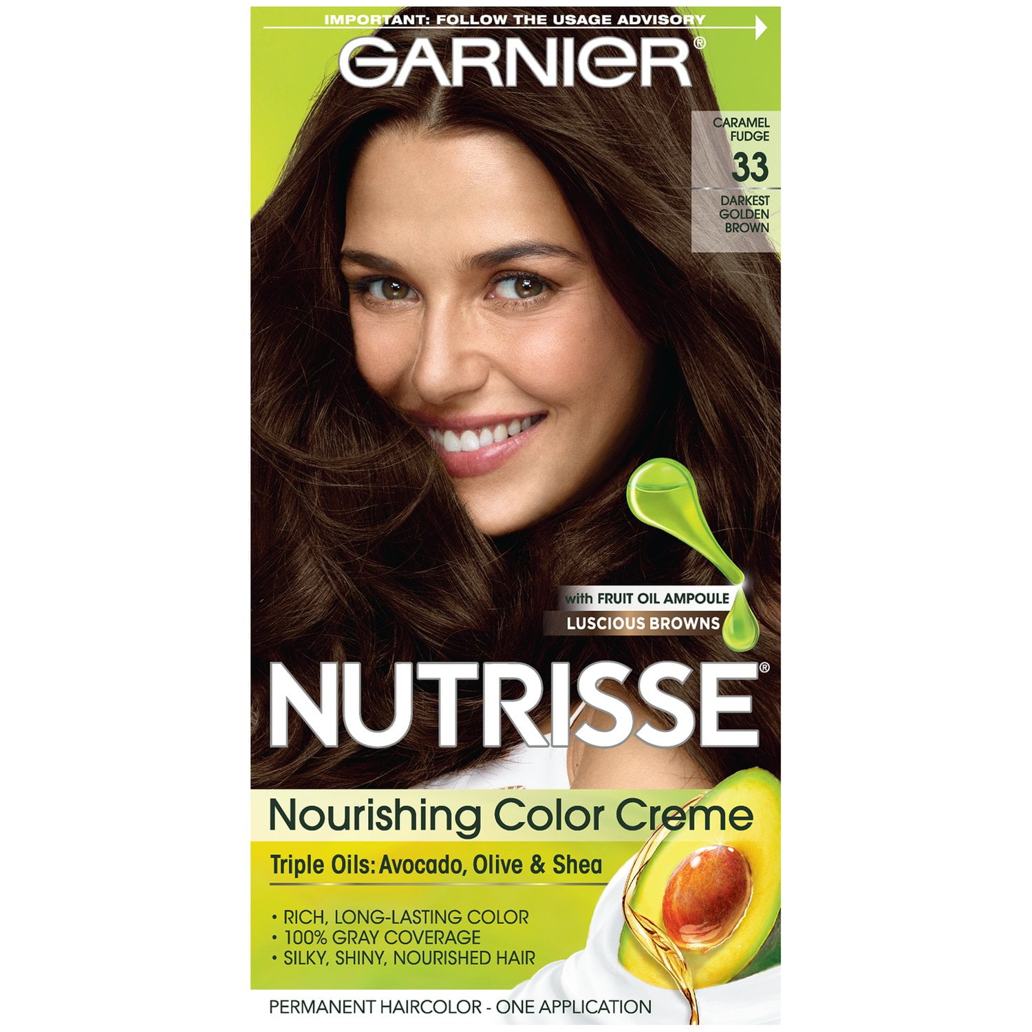 Garnier Hair Color Nutrisse Nourishing Creme, 33 Darkest Golden Brown