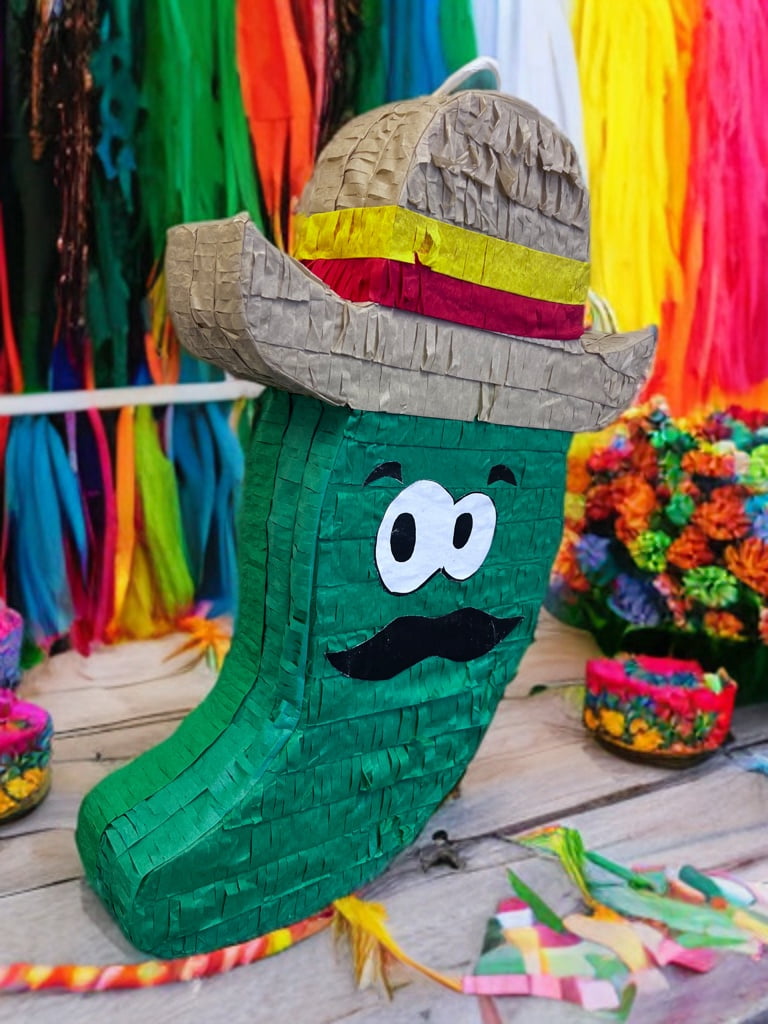 Green Chili with Hat mexican 5 de mayo pinata Fiesta