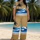 thumbnail image 1 of TaTaai Women's Printed Short Sleeve Two Piece Set Round Neck Crop Top and Pants Casual Lounge Set Stretchy Summer Outfit Gift, 1 of 7