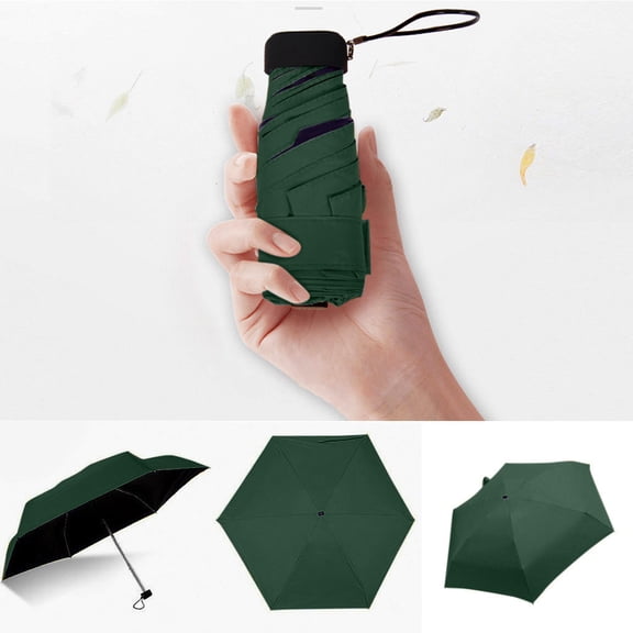Small Mini Umbrella with Case Light Compact Design Perfect for Travel Lightweight Portable Parasol Outdoor Sun&Rain Umbrellas, Dark Green