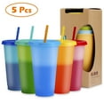 thumbnail image 1 of Cribun Color Changing Cups Cold Drink Cups with Lids and Straws 5 PCS Reusable Color Changing Plastic Cup Summer Coffee Tumblers Party Cup for Adults Kids, 1 of 8