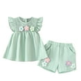 thumbnail image 1 of Ensembles de Tenues d'Été pour Enfants, Ensembles de Tenues pour Filles, Ensemble Décontracté à Manches Courtes à Fleurs pour Tout-Petits + Shorts à Nœud, Ensemble Décontracté à Manches Courtes Col Rond, 1 of 5
