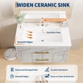 thumbnail image 3 of 24" Bathroom Vanity with Sink, Floating Bathroom Vanity with Ceramic Basin, 2 Large Storage Drawers with Gold Metal Handle, Modern Wall Mounted Bathroom Cabinet with Sink, Grey, 3 of 6