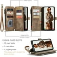 thumbnail image 2 of Para Samsung Galaxy A15 5G Funda tipo billetera con Tarjetero Soporte de Pie Bolsillo Magnético con Cremallera Correa de Cordón, Funda Tipo Billetera de Cuero con Tapa, 2 of 6