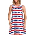 thumbnail image 1 of Balery American Patriotic Stars And Stripes Vestidos de verano para mujer con estampado: vestido holgado sin mangas, vestido playero informal y cómodo para días calurosos., 1 of 7