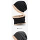 thumbnail image 3 of Conjunto de gorro y bufanda para hombre, gorro informal de punto, gorro de invierno, gorro cálido de invierno para hombre con forro polar negro, 3 of 3