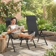 thumbnail image 2 of Outsunny Chaises de Patio Pliantes, Fauteuil Inclinable d'Extérieur avec Repose-Pieds, Noir, 2 of 10