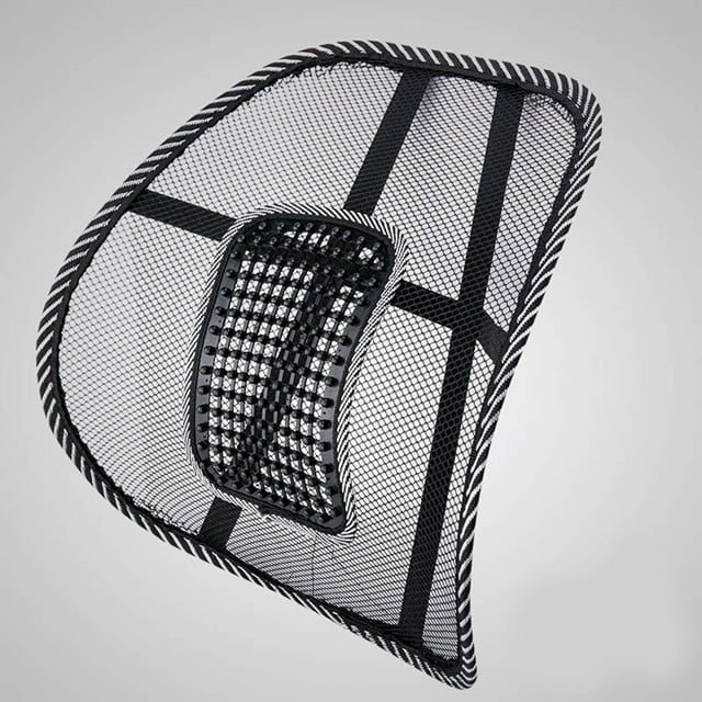 Mesh Back Lumbar Support Massage Beads For Car Seat Chair Massage Cushion with breathable mesh and high-elastic wire frame for flexibility and durability. Features massage beads for lumbar support, easing driving fatigue. Ideal as a back brace or lumbar cushion for cars, offices, or homes. Dimensions: 40x38cm.