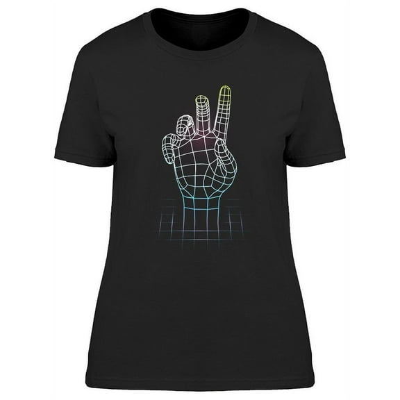 Retro Futuristic Holo Hand T-Shirt Women -Image by Shutterstock, Female 3X-Large