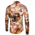 thumbnail image 1 of Camisa de manga larga casual de moda para hombres Cuello de solapa delgado floral de lino Pompotops  oipoqjl25608, 1 of 3