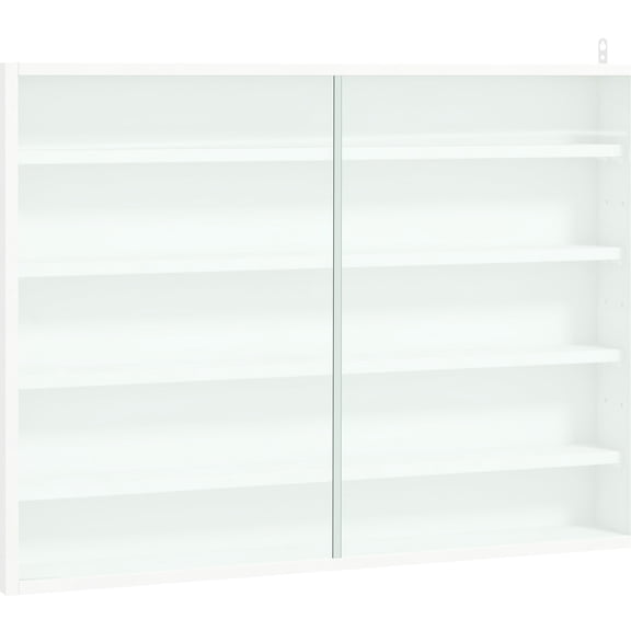 White 5-Tier Glass Display Case Wall-Mounted with Adjustable Shelves for Small Object Showcase